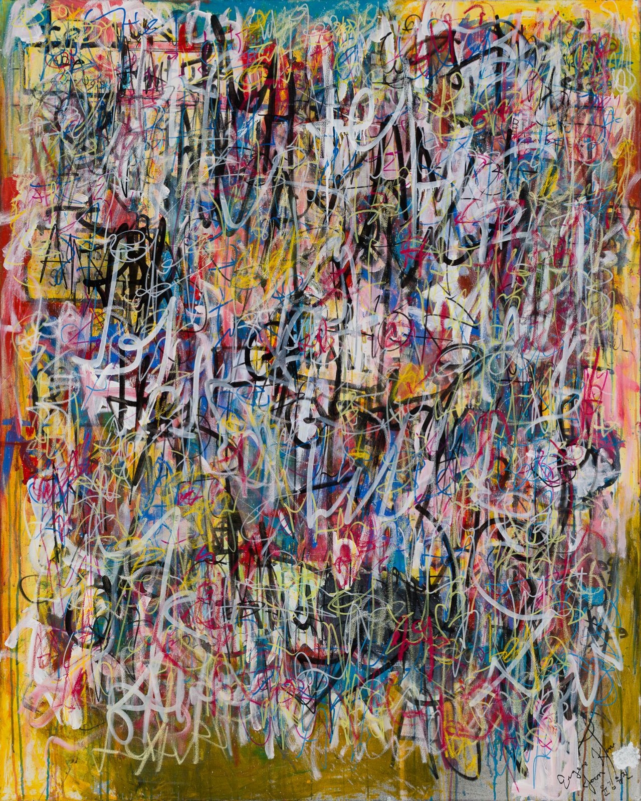 Xperiment #30: Berlin Wall / East Side Gallery / Red, Blue and Yellow, 48 x 60 x 1 inches